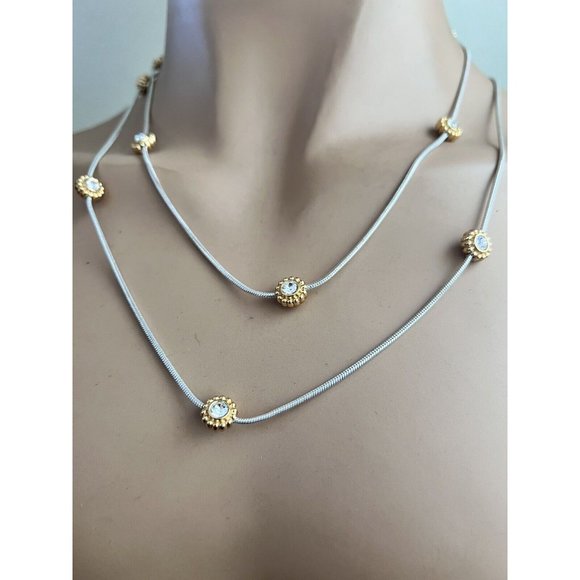 Brighton Twinkle Long Silver Plated Crystal 44” Necklace. - Picture 7 of 8